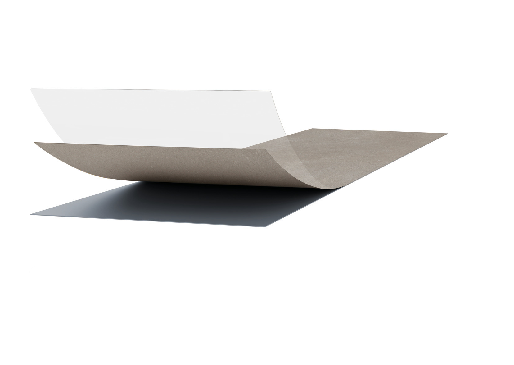 a. Mehrlagige Vinyloberfläche (Nutzschicht 0,55 mm) mit matter PUR-Lackierung 
b. Dekorschicht 
c. Vinyl-Trägerschicht - wasserfest