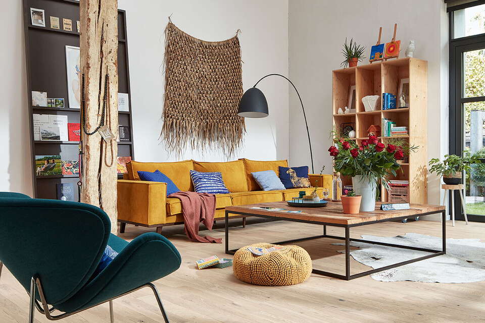 Moderner Boho-Stil mit Parkettboden