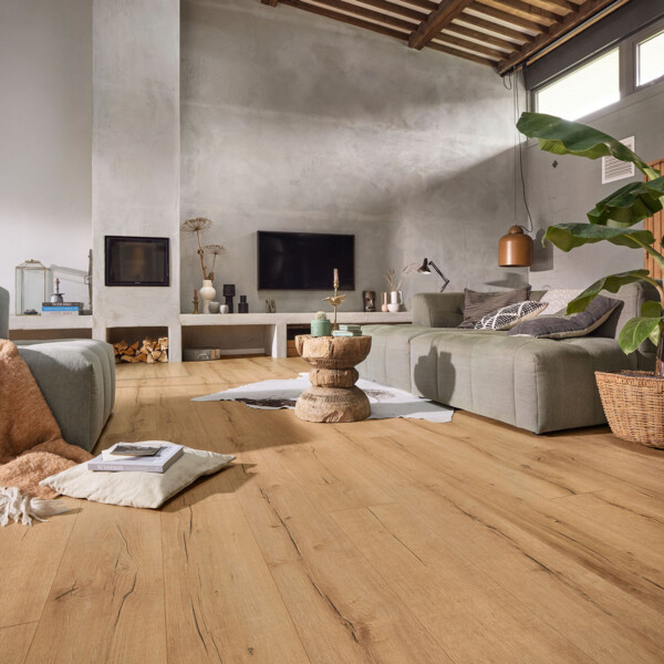 Wohngesunder Designboden auf Holzbasis in einem Wohnzimmer