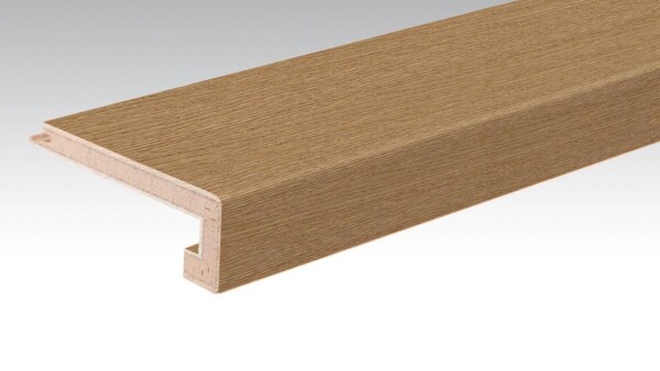 Stair nosing made out of parquet Parquet stair nosing U Authentic greige oak 09019 ultra matt lacquered