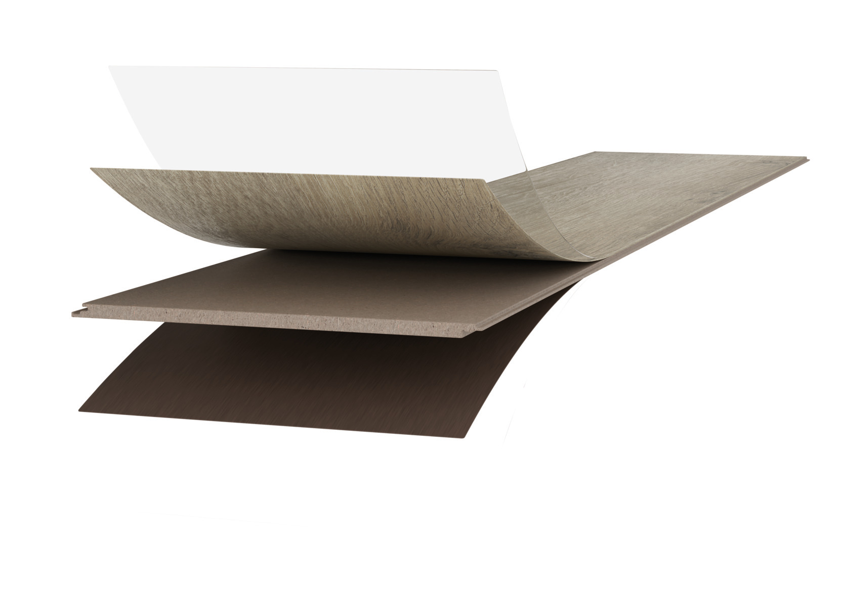 a. Overlay 
b. Decorative paper 
c. HDF middle layer 
d. Backing for dimensional stability