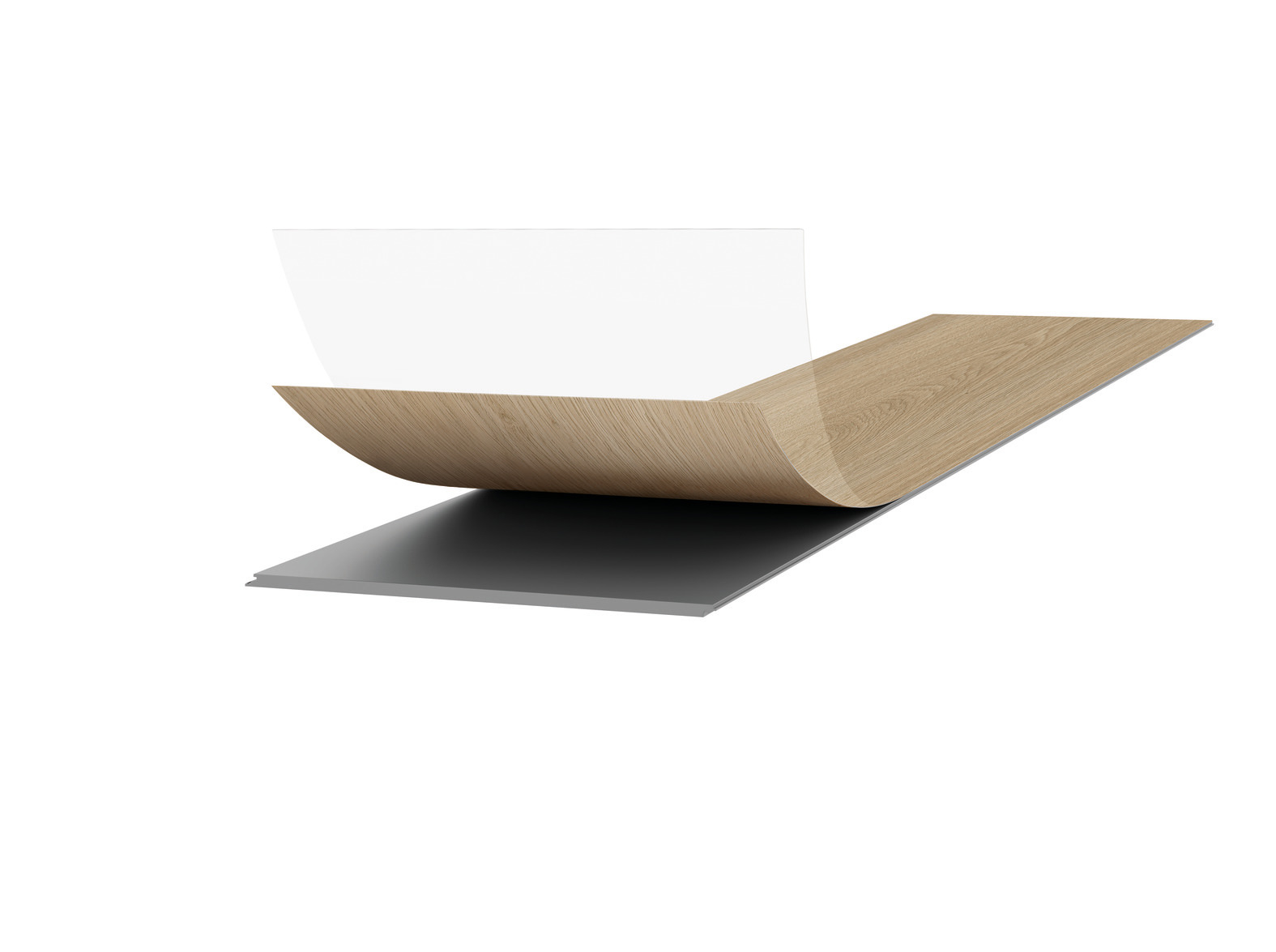 a. Multi-layer vinyl surface (0.55 mm wear layer) with matt PUR coating
b. Decorative layer
c. Rigid polymer base board – waterproof