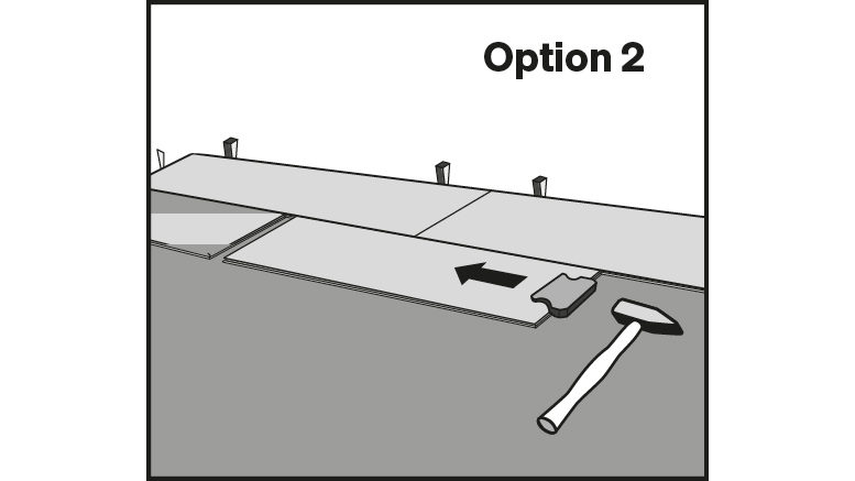 Stirnseitige Verbindung der Dielen mit Option 2