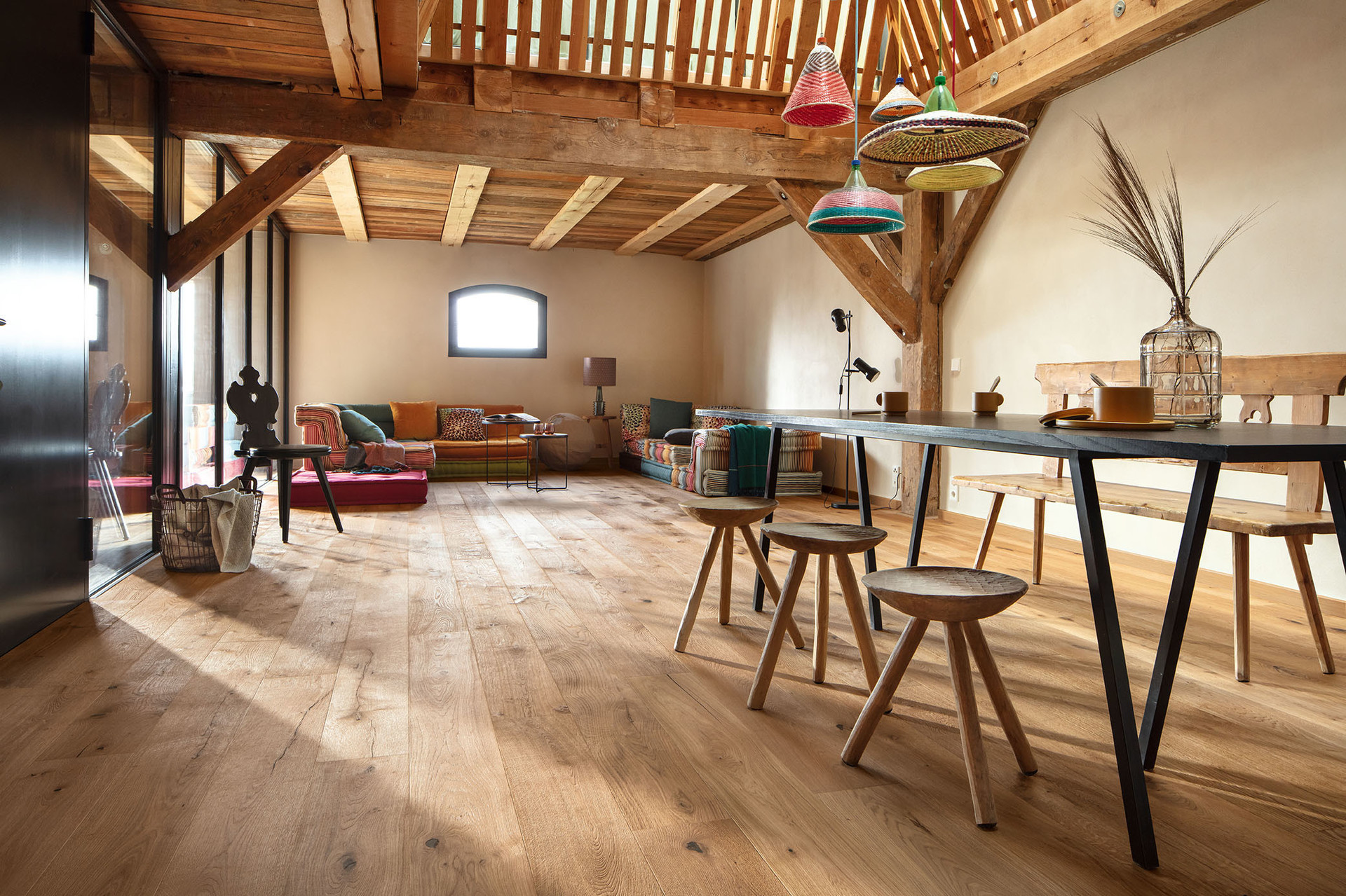 Natürliche Parkett Landhausdielen in einem Bauernhaus